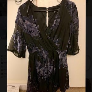 As U Wish black romper with Blue velvet flowers